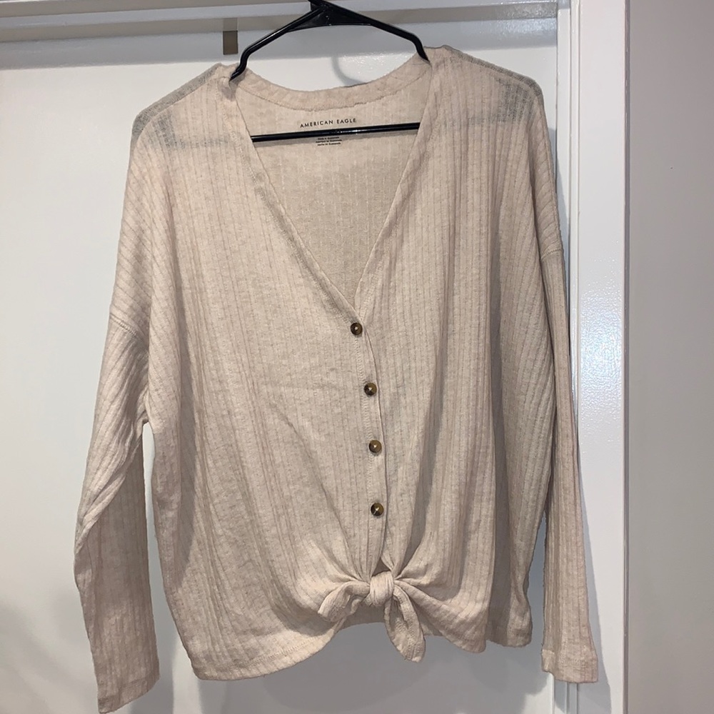 American Eagle Soft Plush Button Down Waffle Top! - image 1